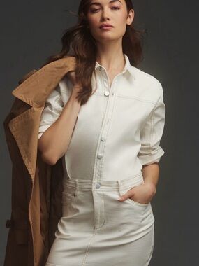 Anthologie Pilcro Long-Sleeve Denim Micro
Mini Shirt Dress